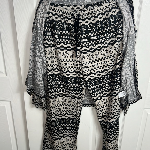 Pajamas button up shirt with pants PINK size M color black and gray - Picture 5 of 6